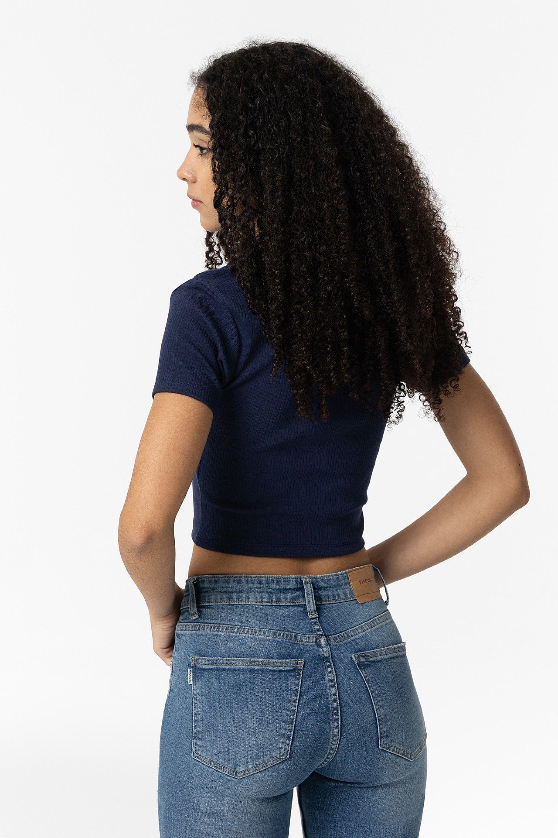 Polo a costine da ragazza Tiffosi blu