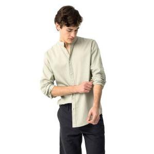 Camicia uomo misto lino cotone collo coreana