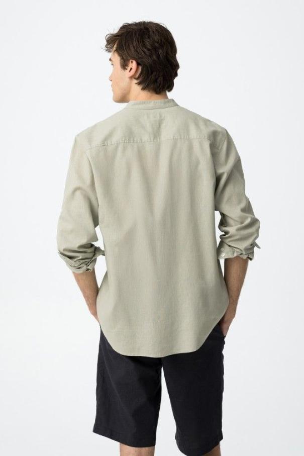 Camicia uomo misto lino cotone collo coreana Tiffosi
