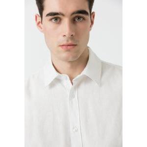 Camicia uomo misto lino cotone  bianco