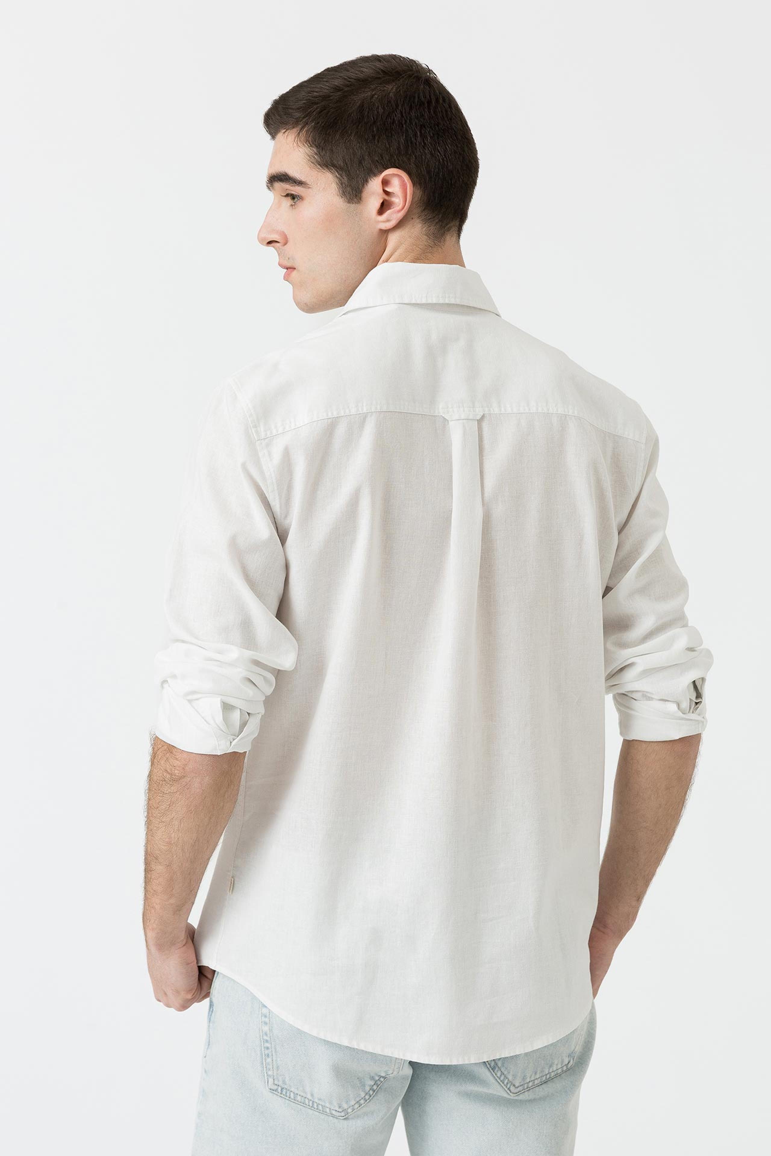 Camicia uomo misto lino cotone Tiffosi bianco