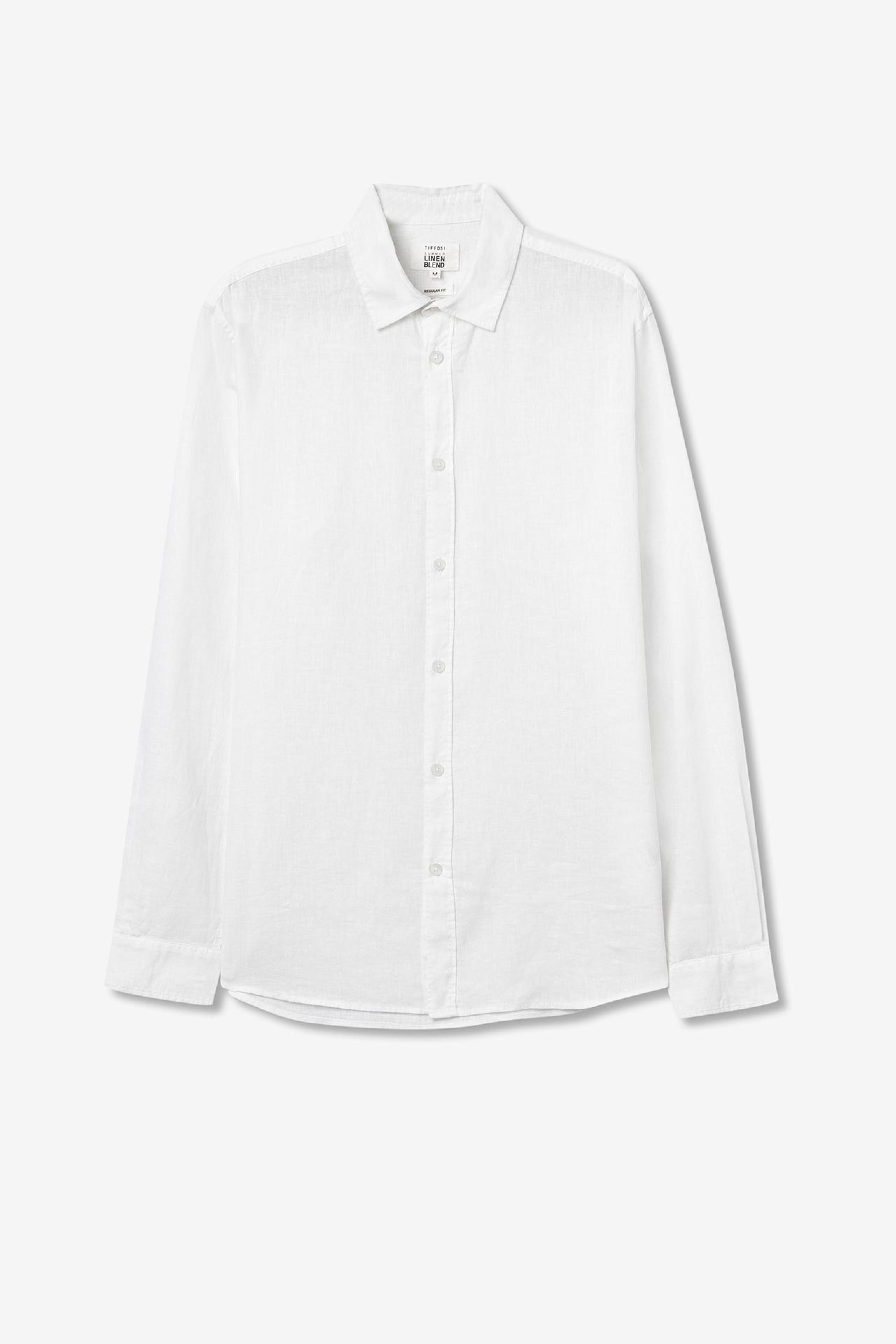Camicia uomo misto lino cotone Tiffosi bianco