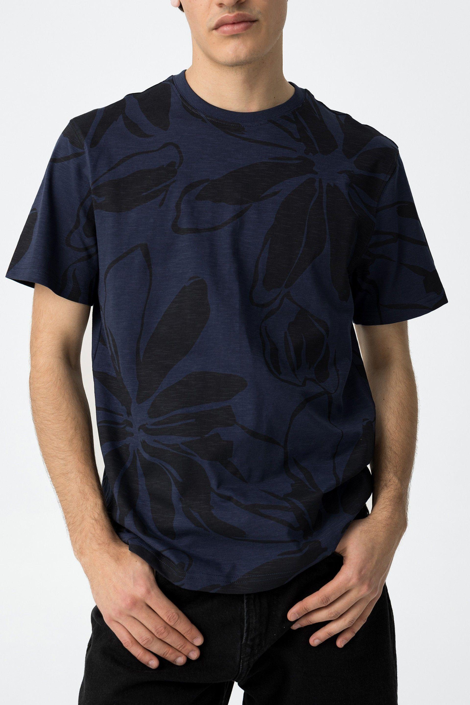 T-shirt in cotone da uomo Tiffosi con stampa blu