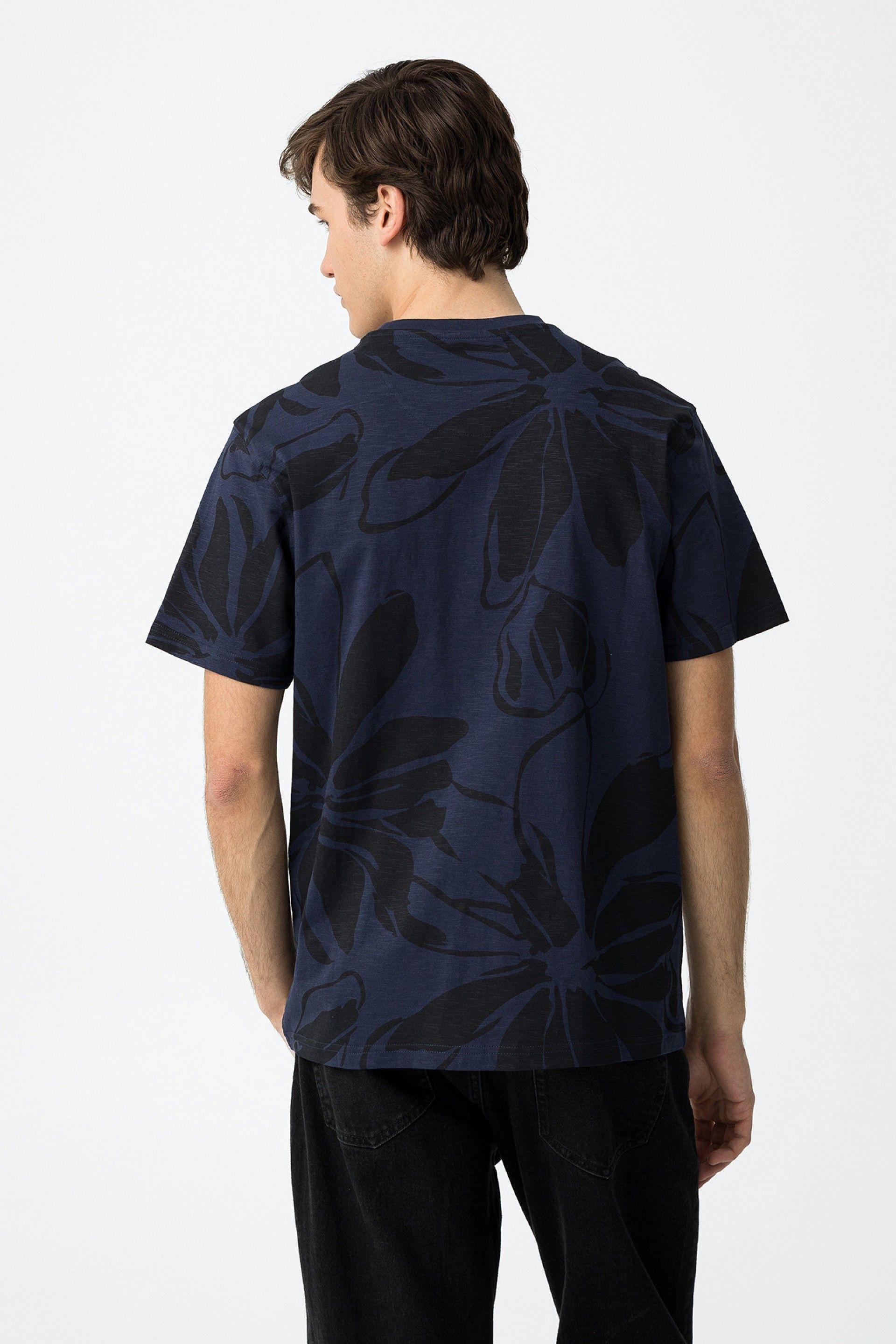 T-shirt in cotone da uomo Tiffosi con stampa blu