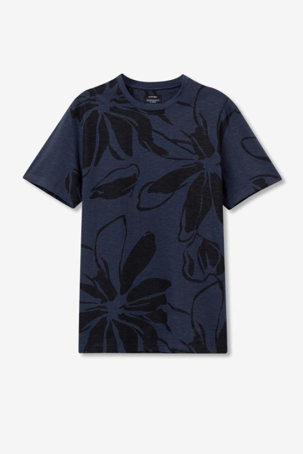 T-shirt in cotone da uomo Tiffosi con stampa blu