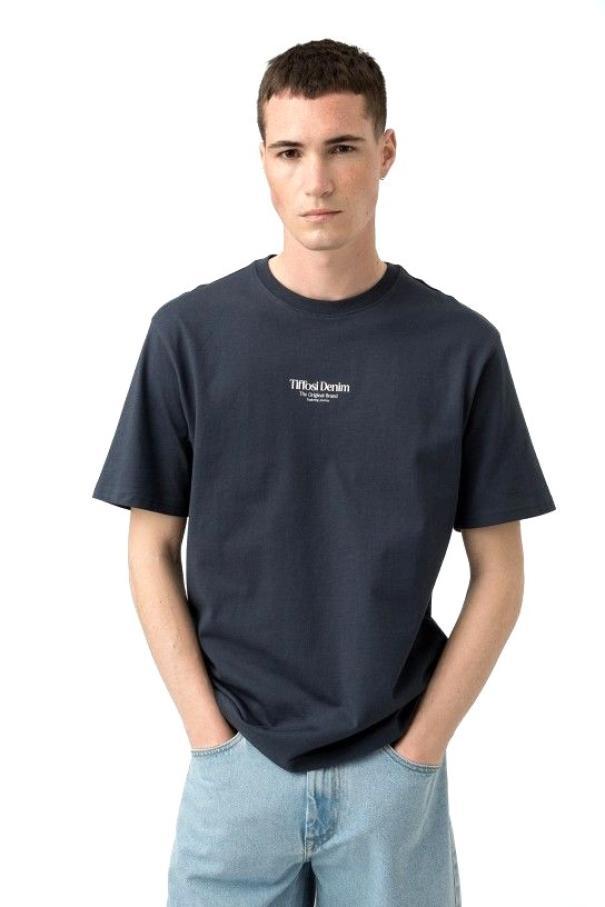T-shirt basic uomo Tiffosi con stampa blu