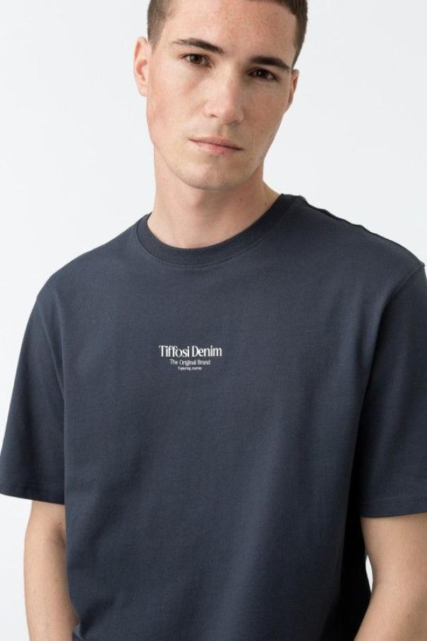 T-shirt basic uomo Tiffosi con stampa blu