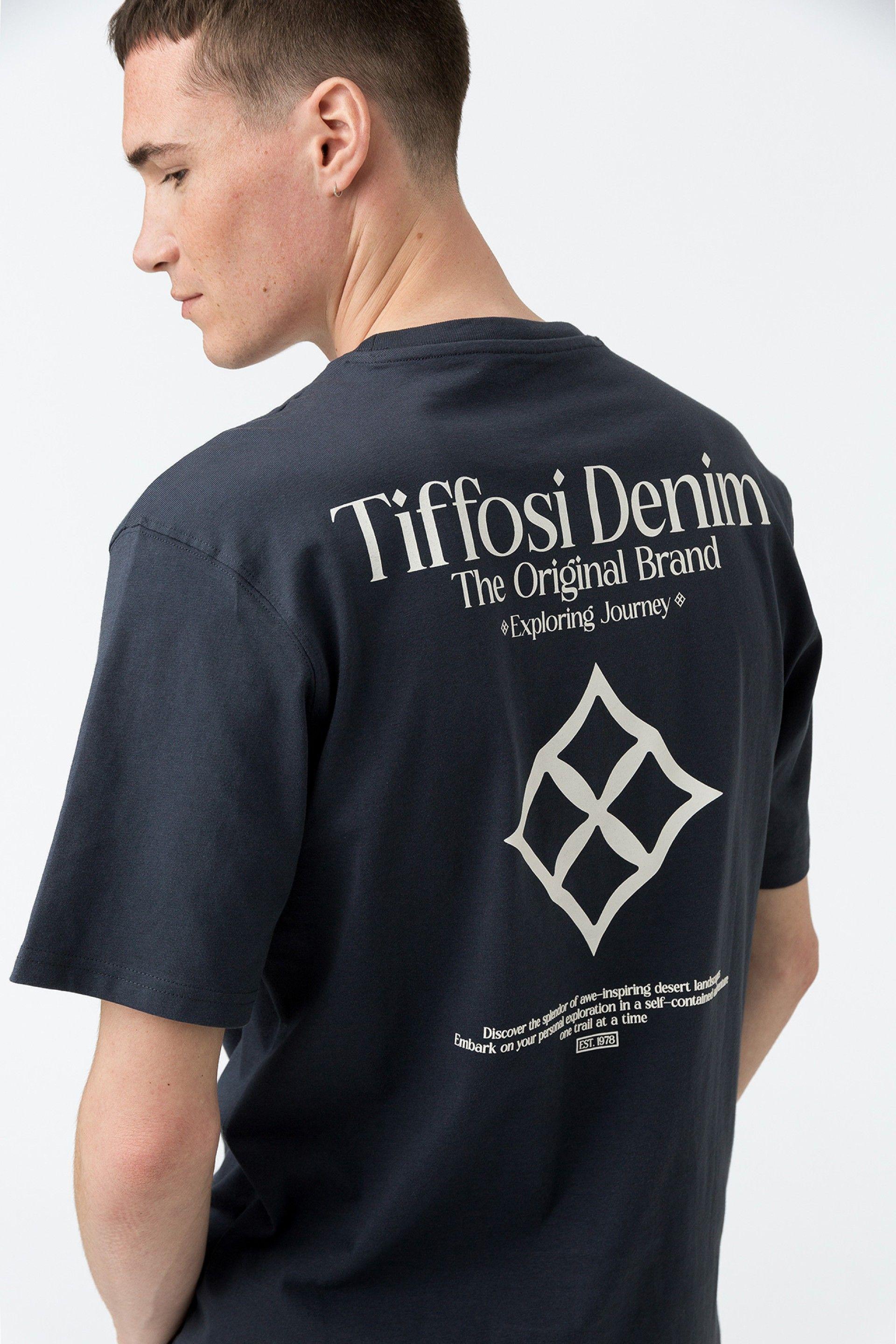 T-shirt basic uomo Tiffosi con stampa blu
