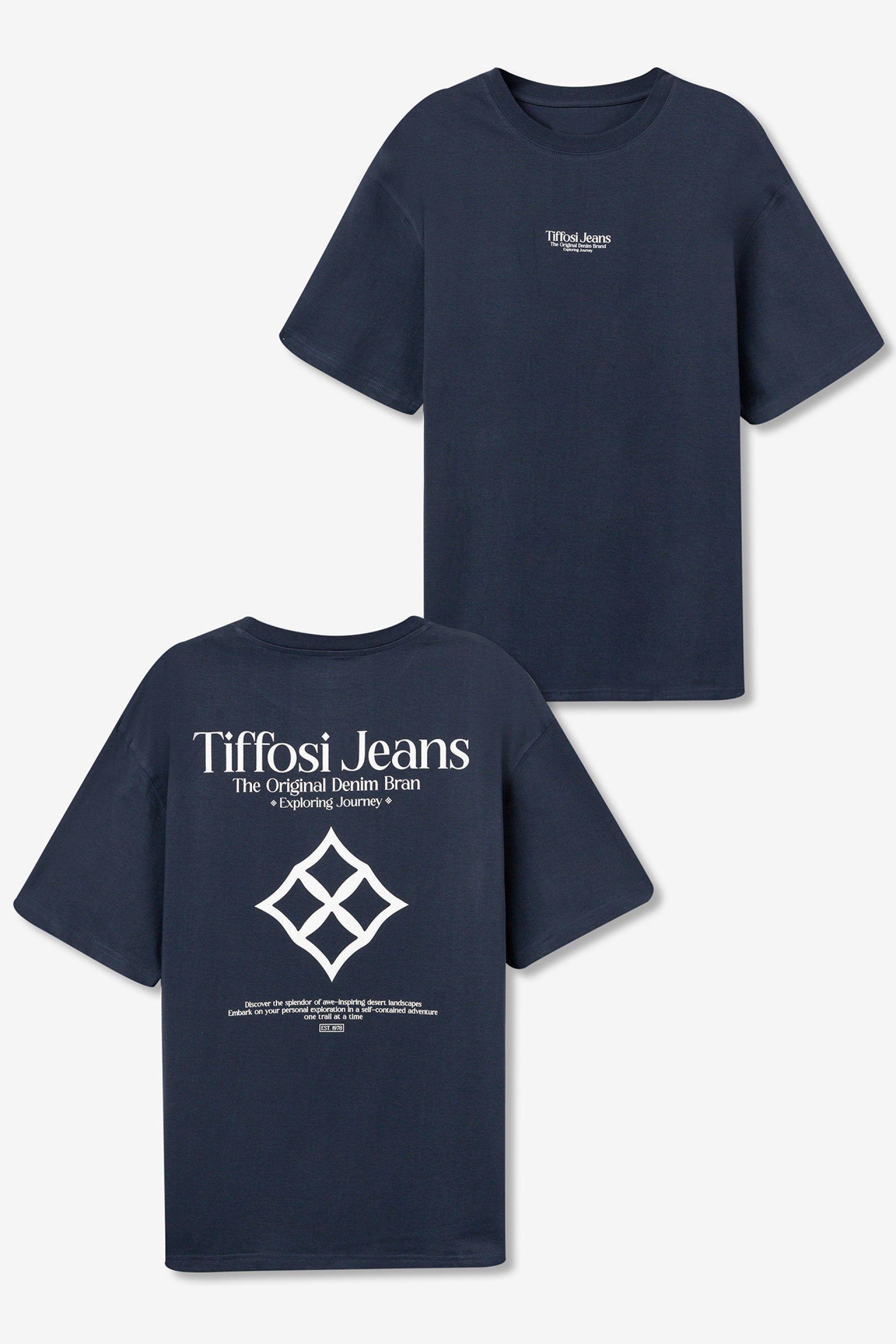 T-shirt basic uomo Tiffosi con stampa blu