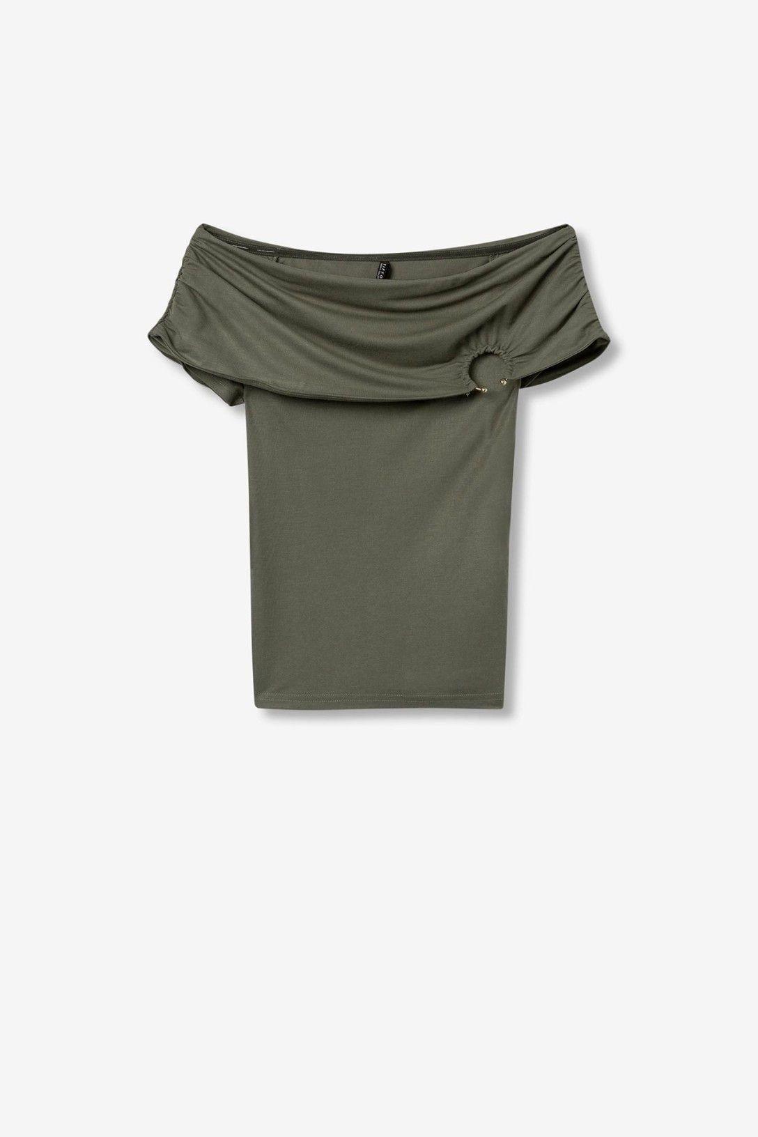 tiffosi top scollo barchetta donna verde militare - foto 5