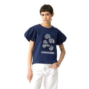T-shirt donna ricamo  blu