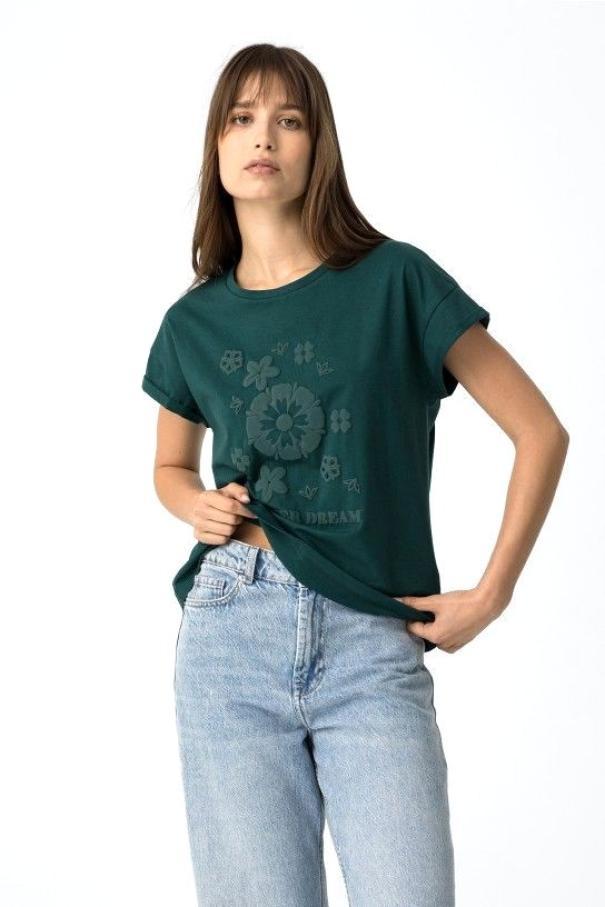 T-shirt in cotone donna Tiffosi verde