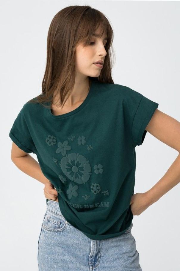 T-shirt in cotone donna Tiffosi verde