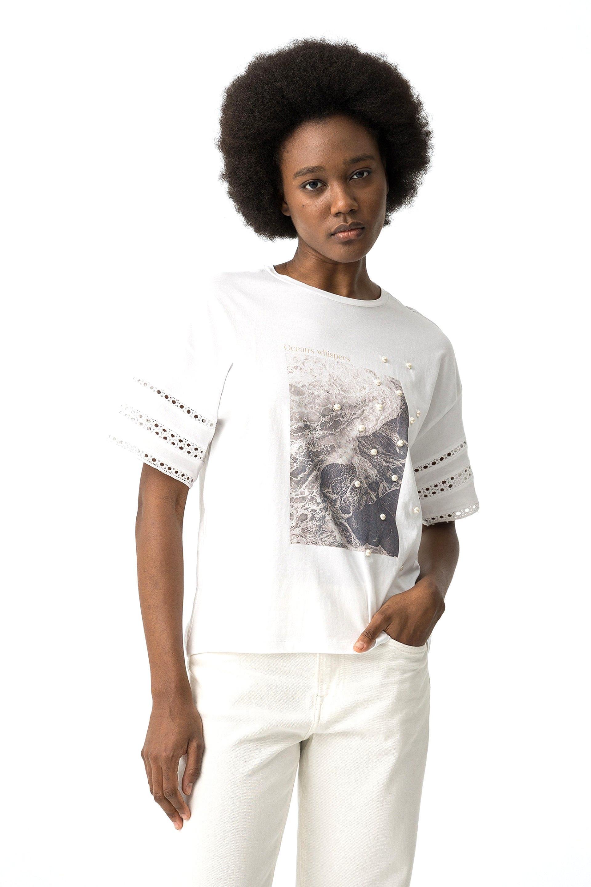 T-shirt donna con stampa Tiffosi