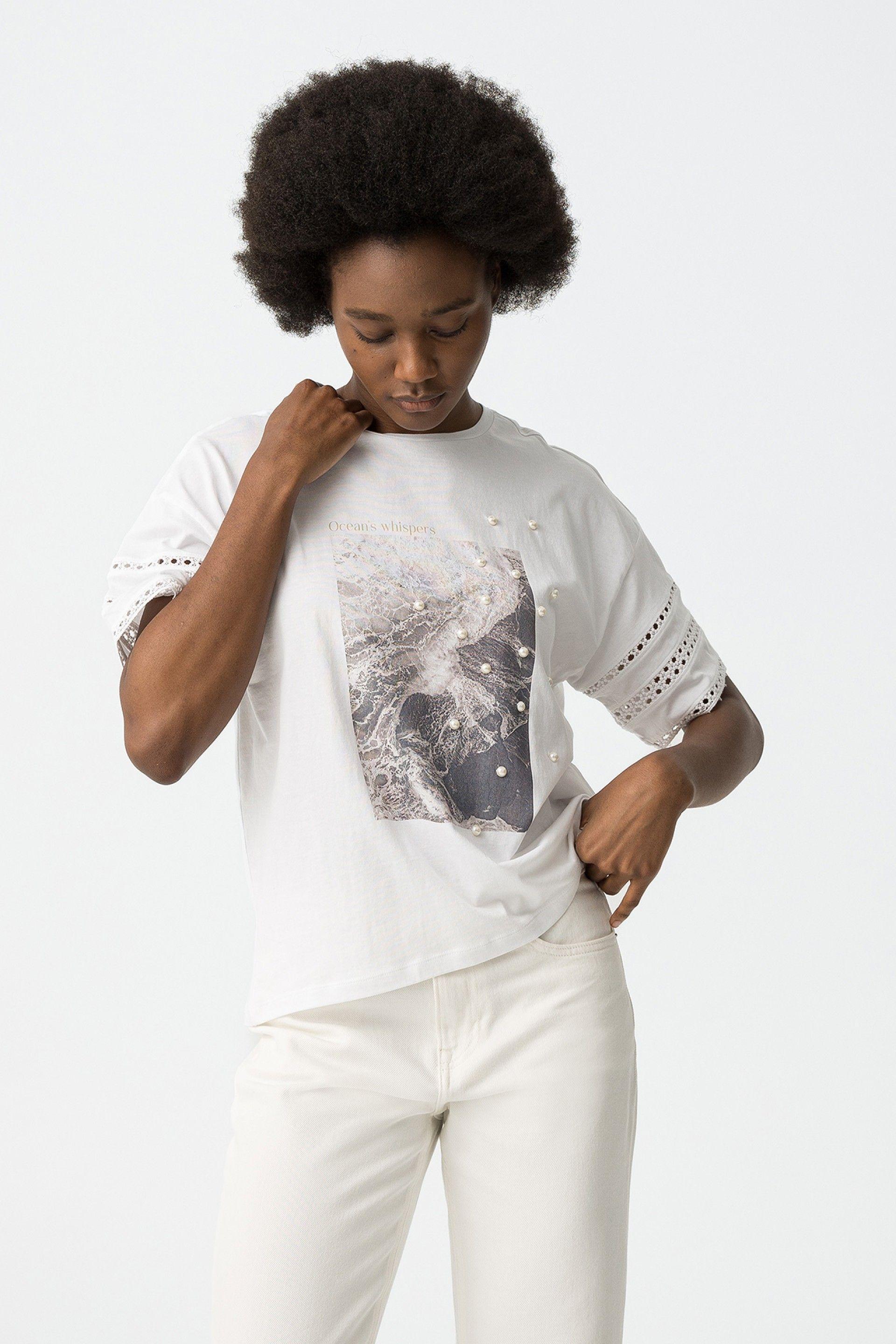 T-shirt donna con stampa Tiffosi