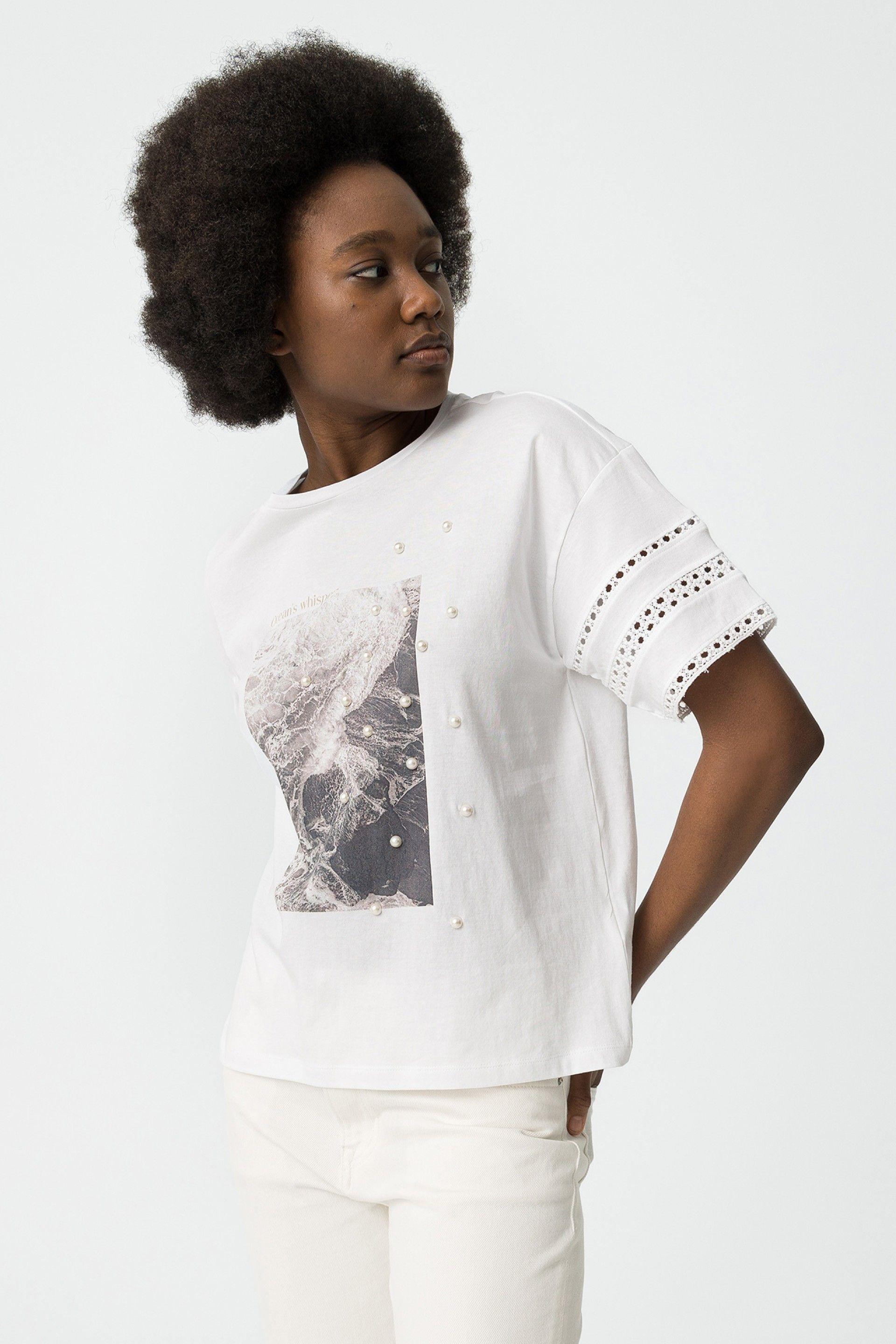 T-shirt donna con stampa Tiffosi