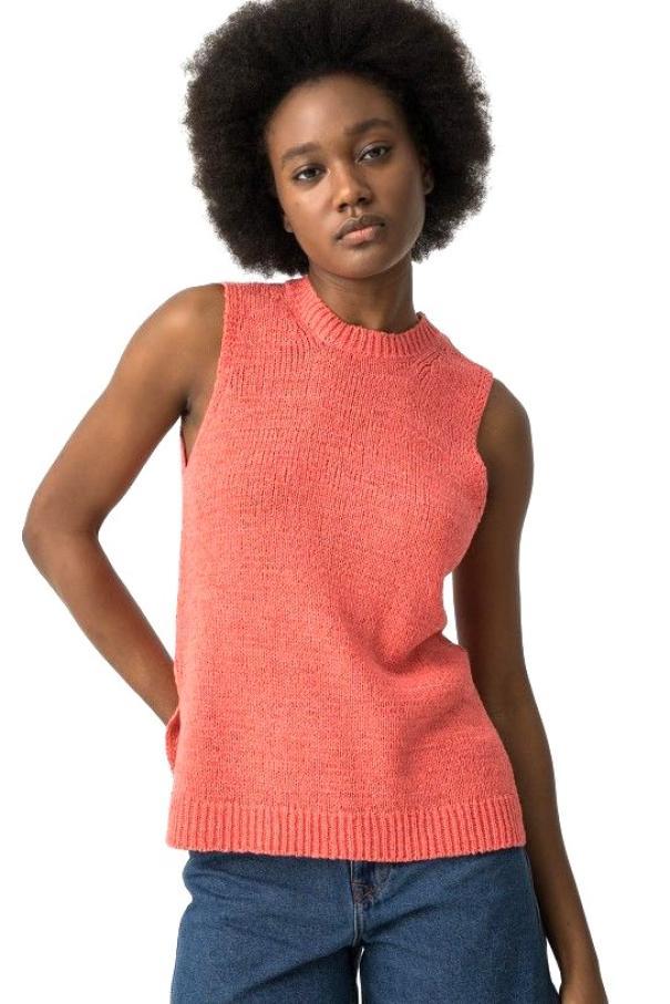 Canotta lavorata a maglia donna Tiffosi corallo