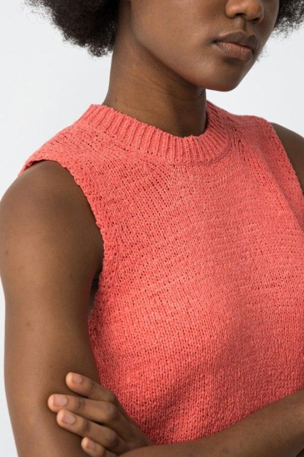 Canotta lavorata a maglia donna Tiffosi corallo