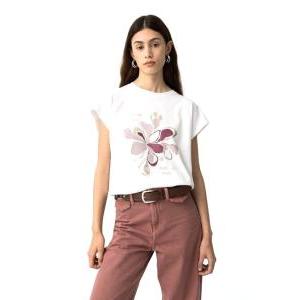 T-shirt donna in cotone con stampa