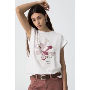 T-shirt donna in cotone con stampa