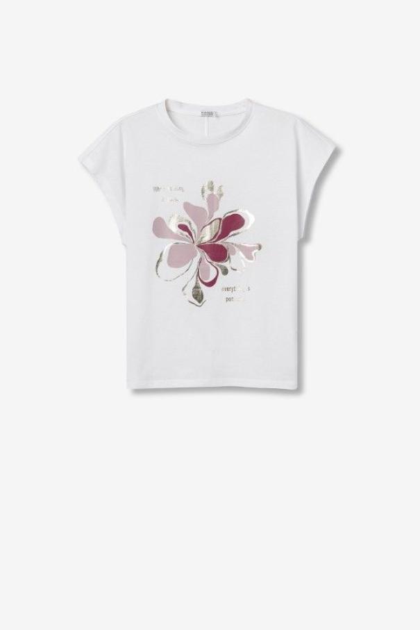 T-shirt donna in cotone con stampa Tiffosi