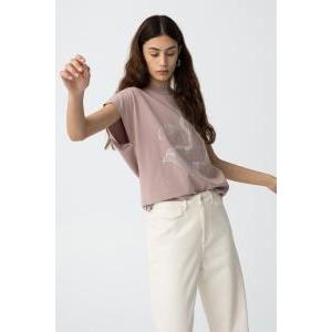 T-shirt donna in cotone con stampa