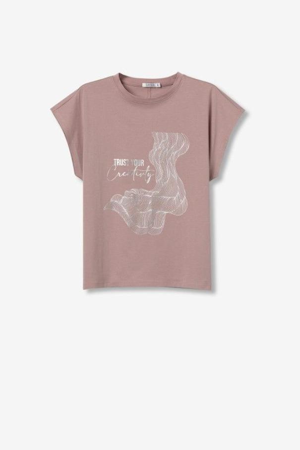 T-shirt donna in cotone con stampa Tiffosi