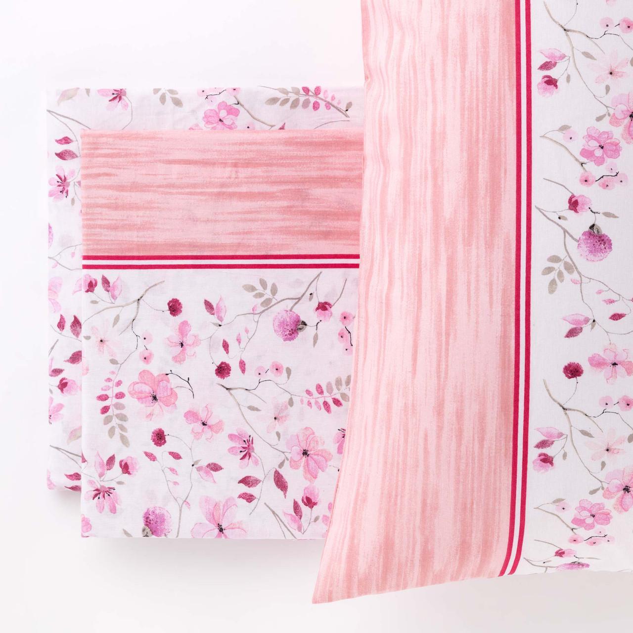 Jole completo letto matrimoniale lenzuolo cotone stampato Rosa