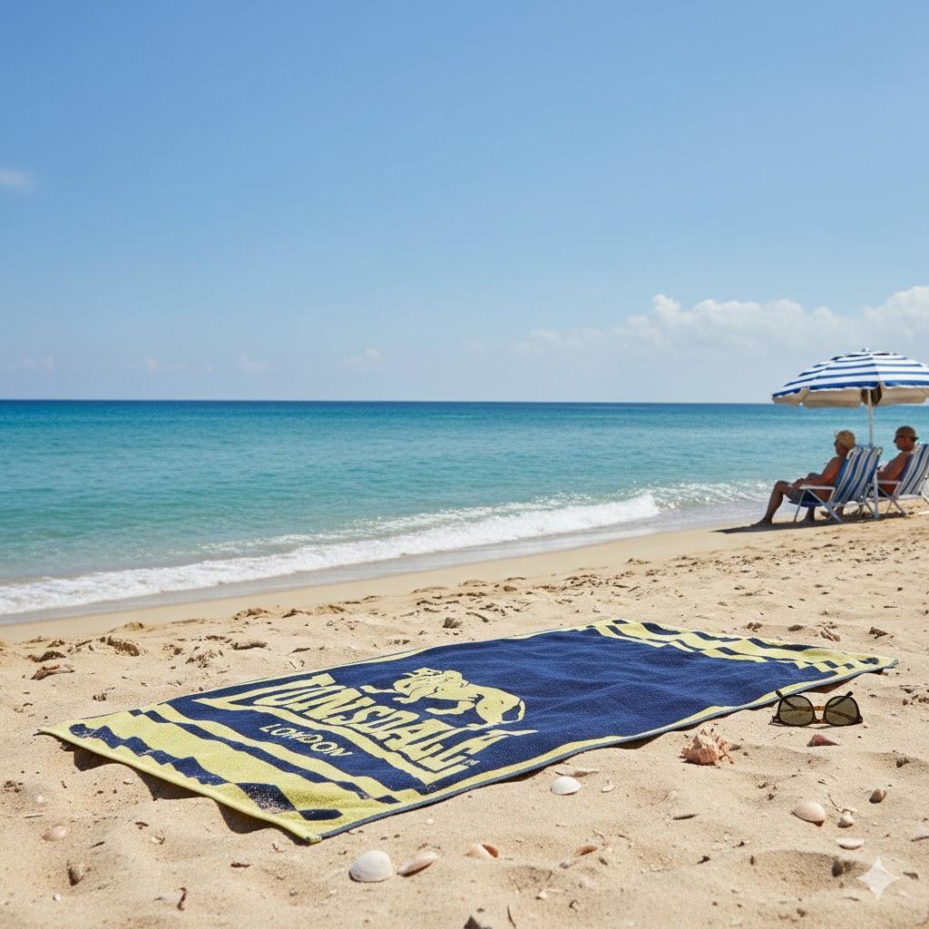 Telo mare in spugna di cotone Lonsdale blu giallo