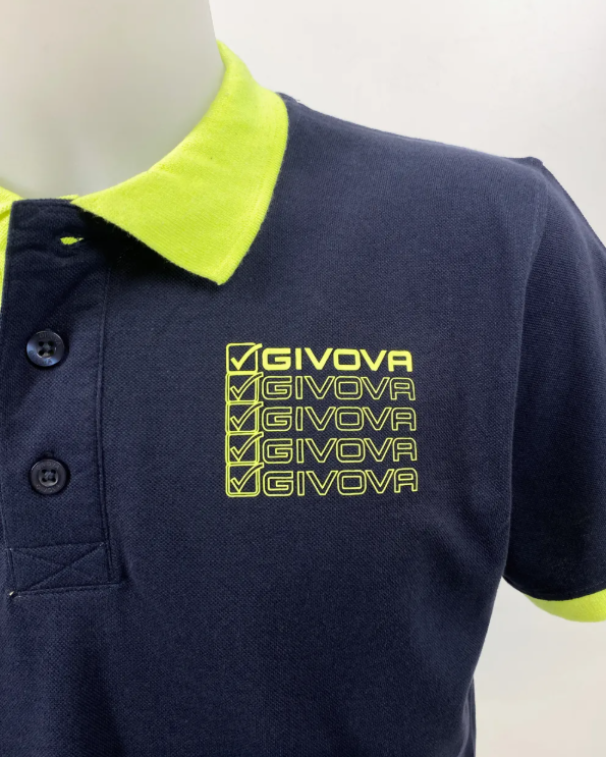 Polo da uomo in cotone Givova blu giallo