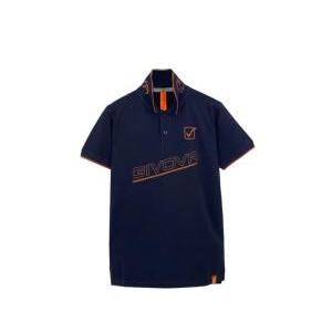 Polo da uomo in cotone  blu arancio