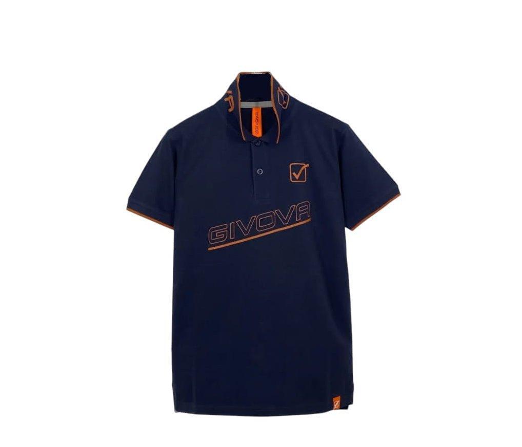 Polo da uomo in cotone Givova blu arancio