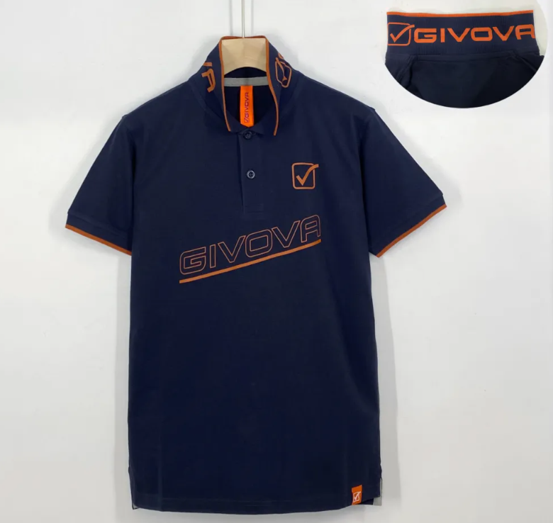 givova polo uomo manica corta scritta diagonale petto blu - foto 1