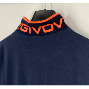 Polo uomo manica corta scritta diagonale petto blu