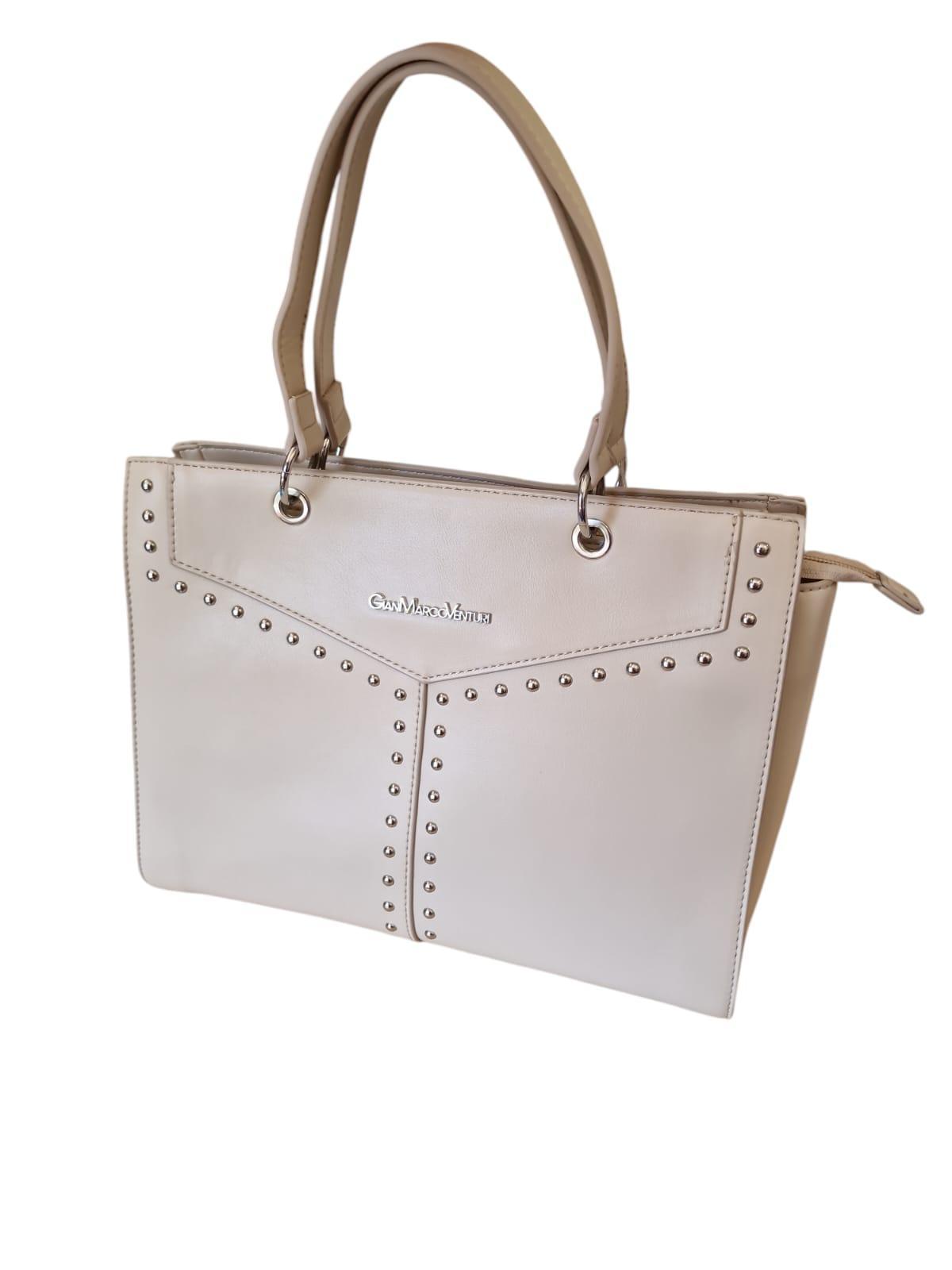 Borsa a mano donna con tracolla Gianmarco Venturi beige