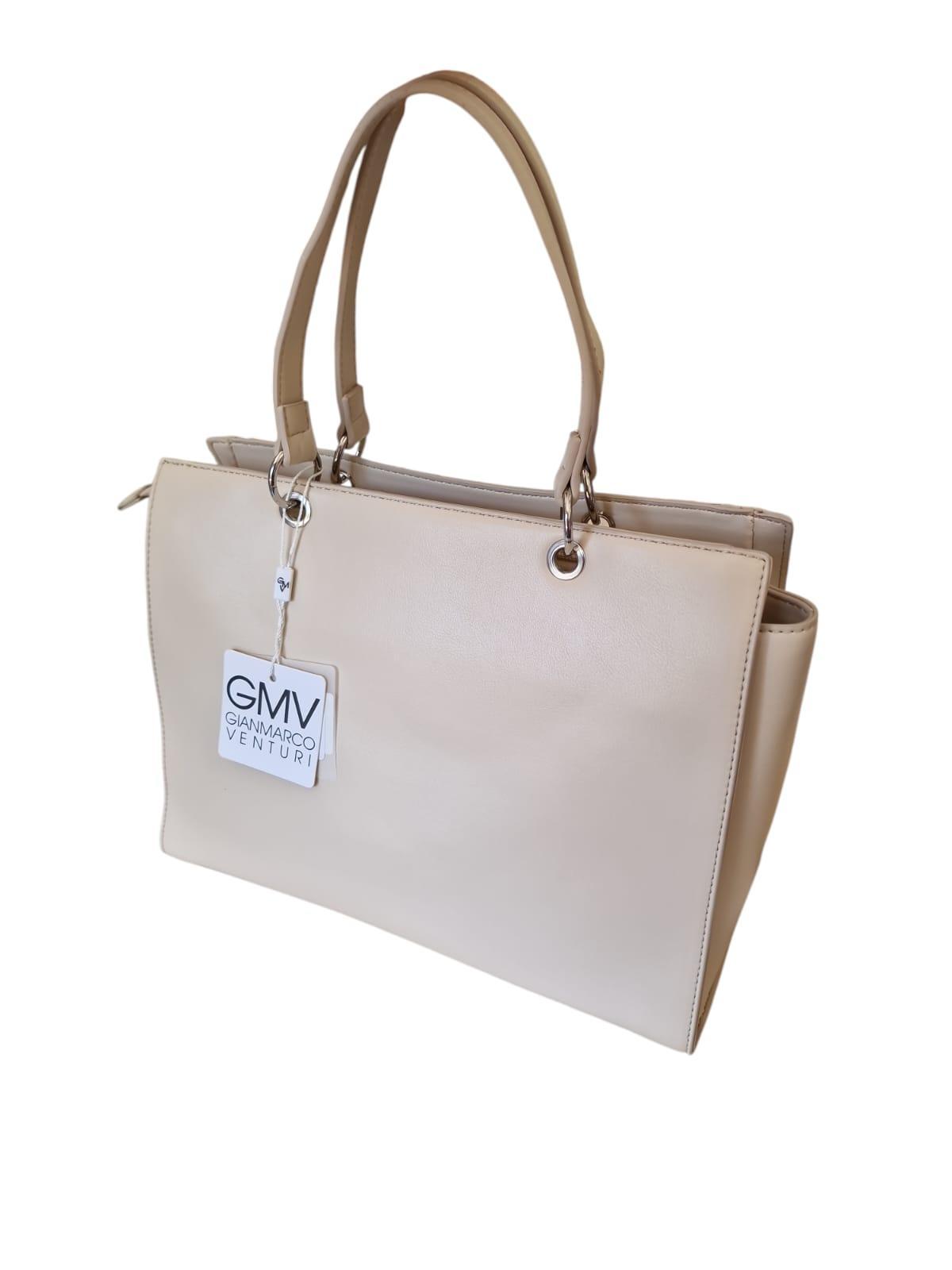Borsa a mano donna con tracolla Gianmarco Venturi beige