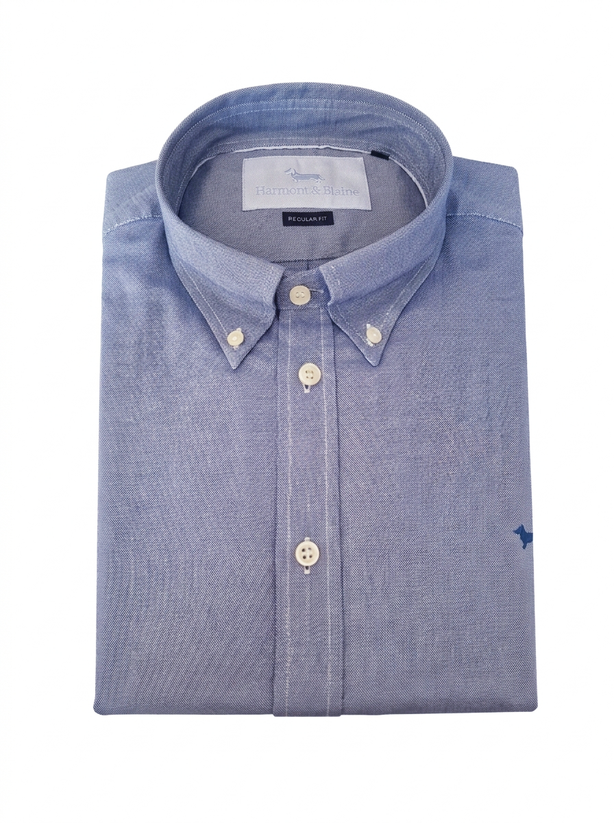 Camicia da uomo manica lunga in cotone tinta unita Harmont & Blaine