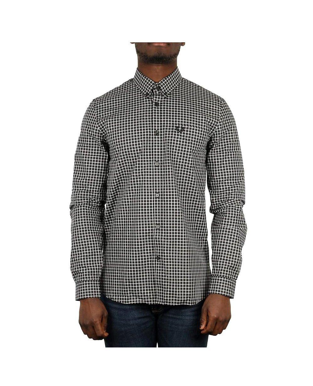 Camicia in cotone manica lunga quadretti Fred Perry uomo