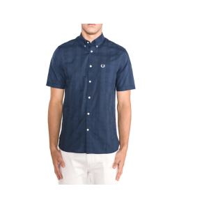 Camicia in cotone manica corta quadri  uomo