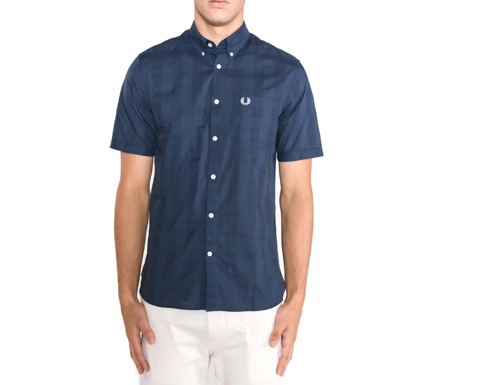 Camicia in cotone manica corta quadri Fred Perry uomo