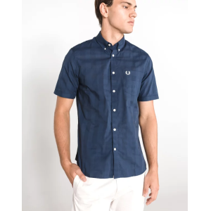 Camicia in cotone manica corta quadri  uomo