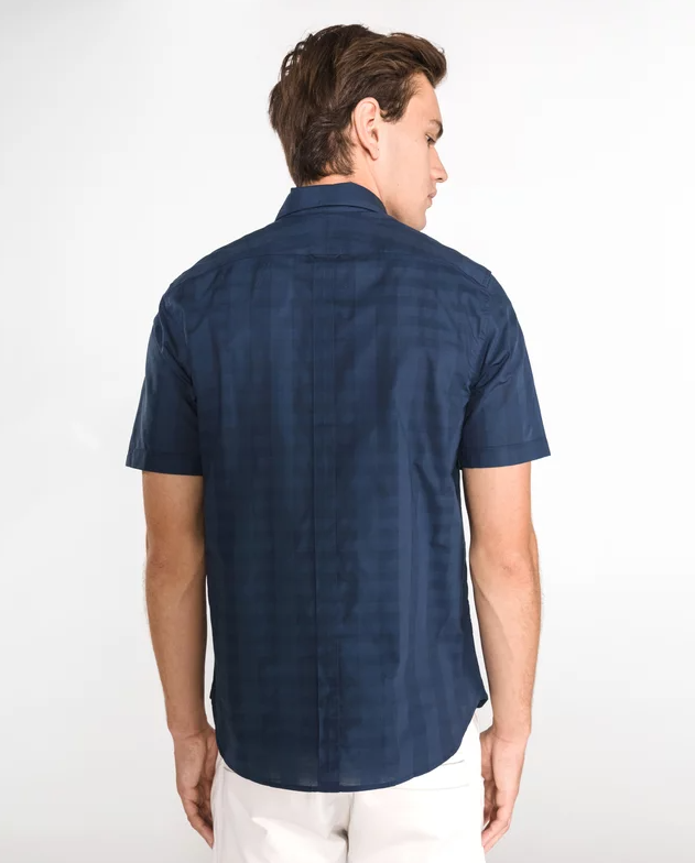 Camicia in cotone manica corta quadri Fred Perry uomo