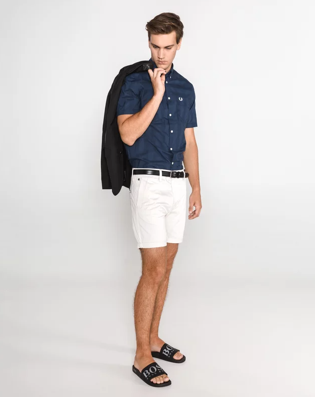 Camicia in cotone manica corta quadri Fred Perry uomo