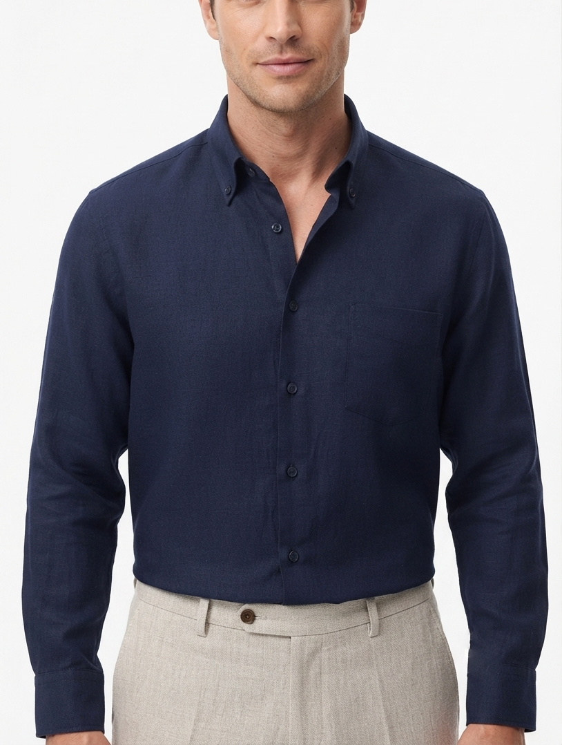 camicia-lino-01 Camicia Puro Lino Blu Almost Blue