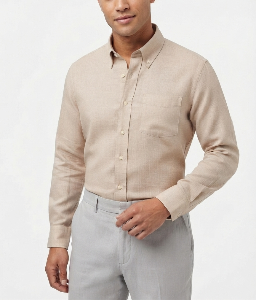 Camicia Lino Classic Fit Almost Blue