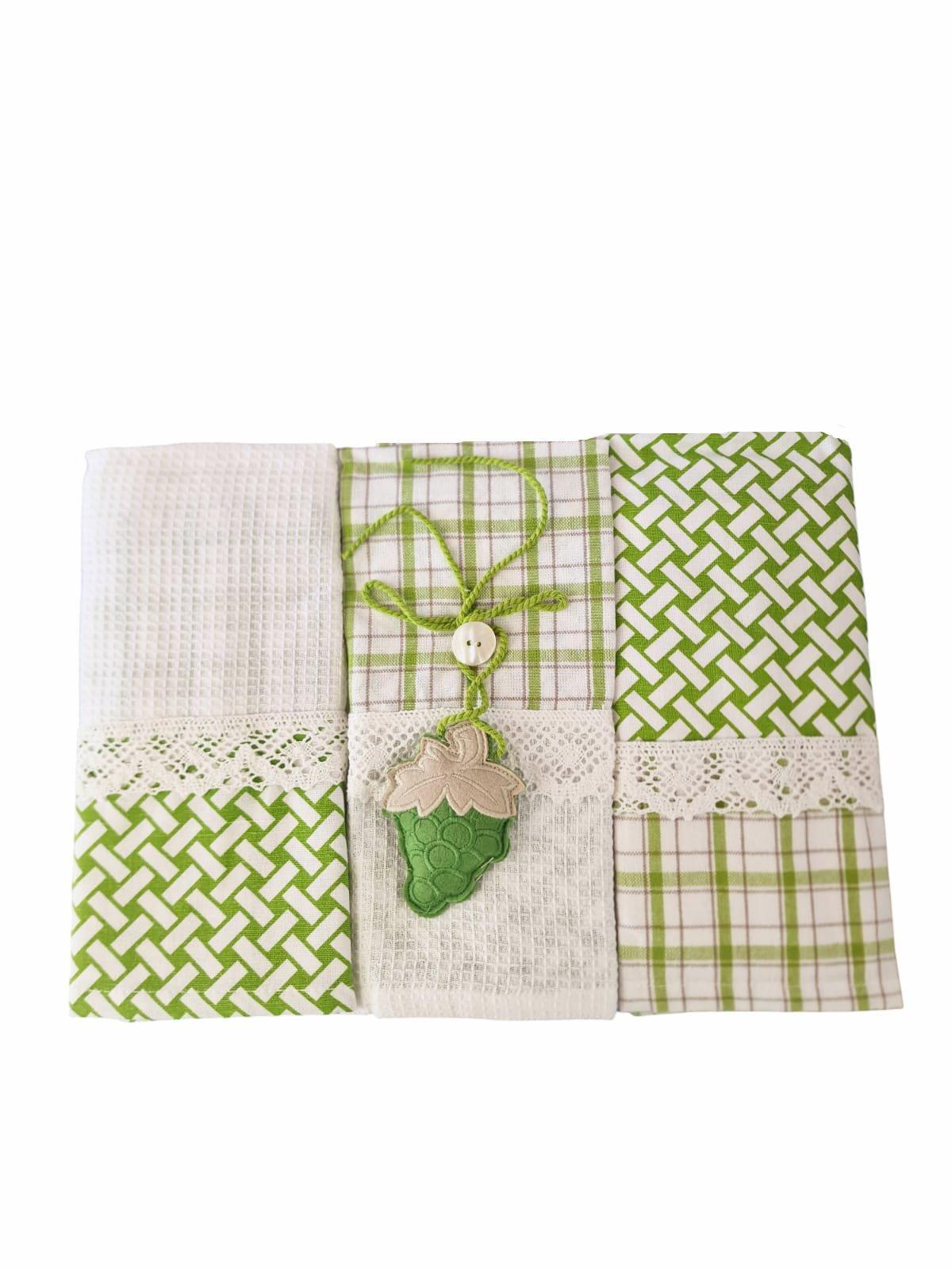 Set 3 strofinacci in cotone cucina Melanie Preziosa