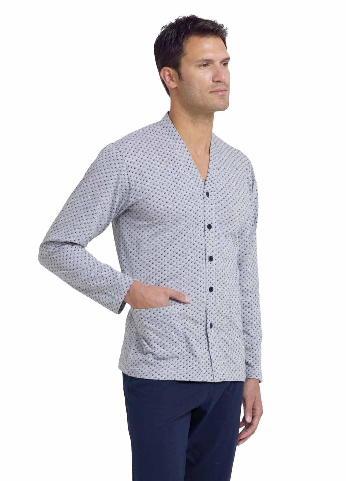 Pigiama calibrato uomo aperto cotone jersey Il Granchio GP1092/AC Grigio