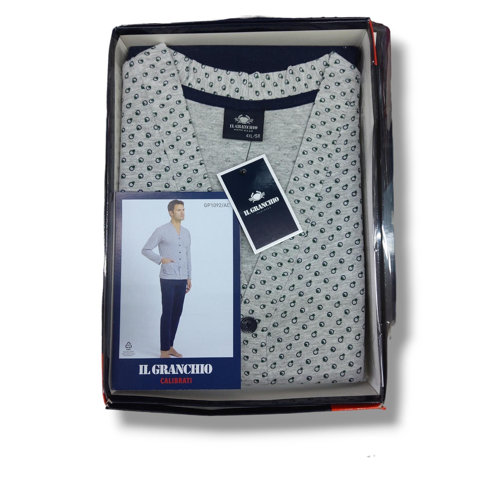 Pigiama calibrato uomo aperto cotone jersey Il Granchio GP1092/AC Grigio