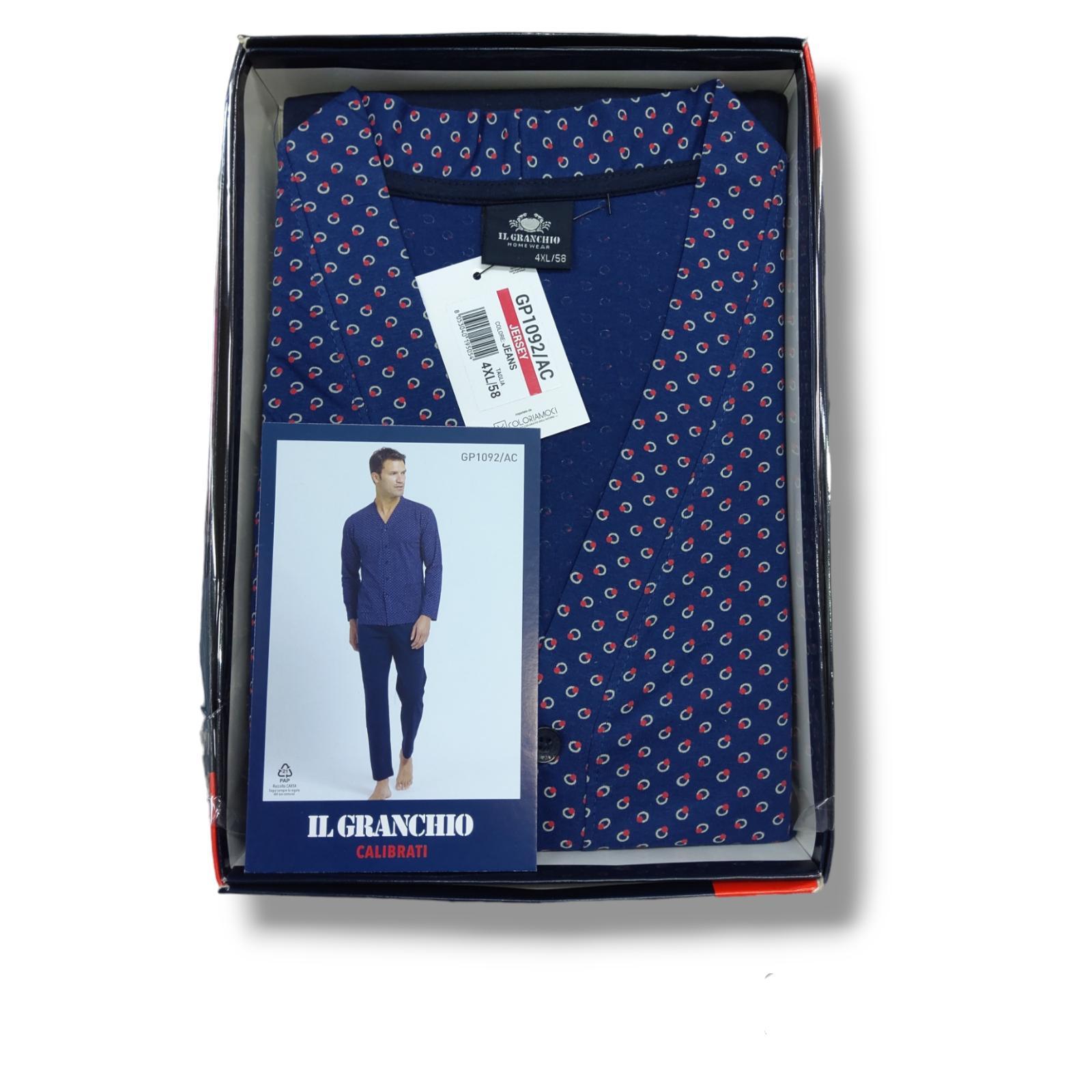 Pigiama calibrato uomo aperto cotone jersey Il Granchio GP1092/AC Jeans
