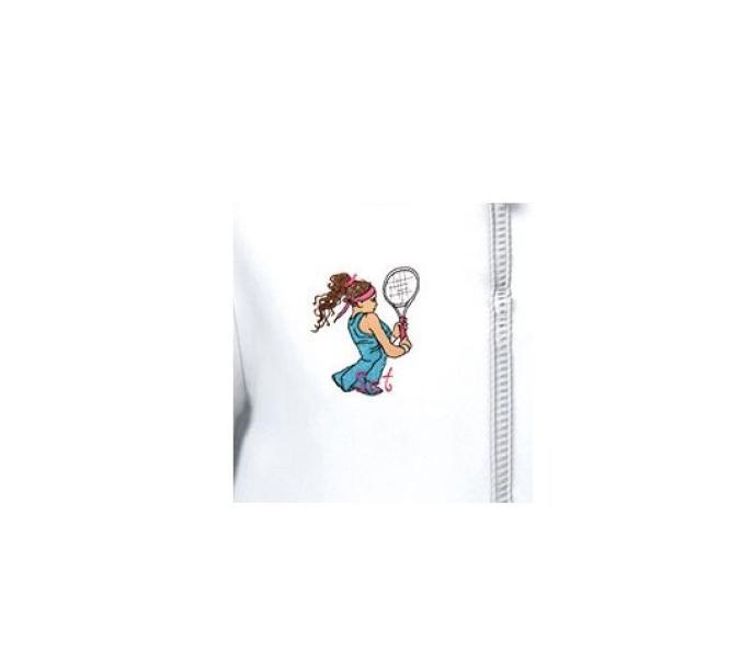 Grembiule zip bambina scuola elementare Siggi bianco Tennista